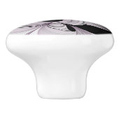 抽象芸術ブラックグレー（マゼンタのフラクタルアート付き） セラミックノブ (側面)