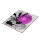 抽象芸術ブラックグレー（マゼンタのフラクタルアート付き） タイル (側面)