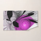 抽象芸術ブラックグレー(マゼンタのフラクタルアート付き) バスタオルセット (ハンドタオル)