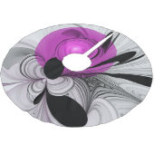 抽象芸術ブラックグレー（マゼンタのフラクタルアート付き） ブラッシュドポリエステルツリースカート (アングル)