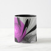 抽象芸術ブラックグレー（マゼンタのフラクタルアート付き） マグカップ (中央)