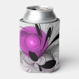 抽象芸術ブラックグレー（マゼンタのフラクタルアート付き） 缶クーラー