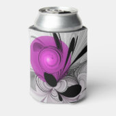 抽象芸術ブラックグレー（マゼンタのフラクタルアート付き） 缶クーラー (缶裏面)