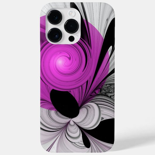 抽象芸術ブラックグレー(マゼンタのフラクタルアート付き) Case-Mate iPhoneケース (裏面)