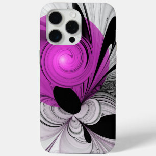 抽象芸術ブラックグレー(マゼンタのフラクタルアート付き) iPhone 15 PRO MAXケース