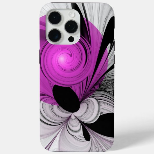 抽象芸術ブラックグレー(マゼンタのフラクタルアート付き) Case-Mate iPhoneケース (裏面)