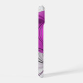 抽象芸術ブラックグレー（マゼンタのフラクタルアート付き） iPhone 15ケース (右側面)