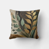 抽象芸術ブラックゴールデンリーフアートワークスタイル10 クッション (裏面)