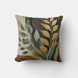抽象芸術ブラックゴールデンリーフアートワークスタイル10 クッション