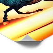 抽象芸術ブラックスタリオンイン砂漠 ポスター (角)