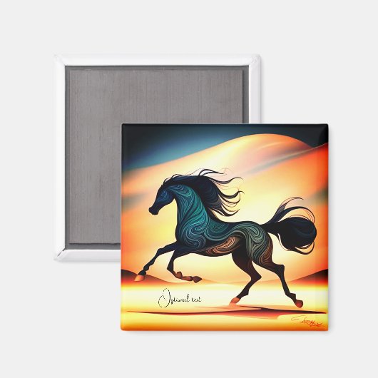 抽象芸術ブラックスタリオンイン砂漠 マグネット (正面/裏面)
