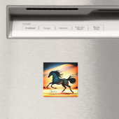 抽象芸術ブラックスタリオンイン砂漠 マグネット (インサイチュ (食洗機))