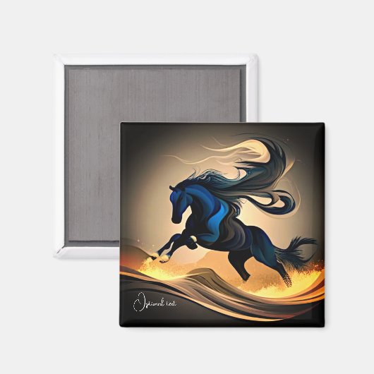 抽象芸術ブラックスタリオンイン砂漠 マグネット (正面/裏面)