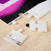 抽象芸術ブラックツリーシルエットの後ろの虹 ジグソーパズル (側面)