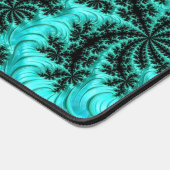 抽象芸術ブラックティール(緑がかった色)対称フラクタル デスクマット (コーナー)