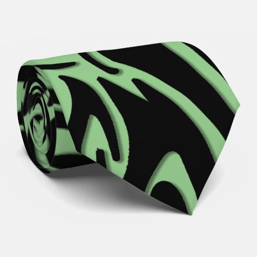 抽象芸術ブラックトライバルデザインオングリーン ネクタイ (ロール)