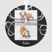 抽象芸術ブラックドッグフォトコラージクリスマスカスタム オーナメント (裏面)