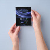 抽象芸術ブラックネイビーブルーモダンミニマル チラシ (手)