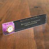 抽象芸術ブラックパープル金ゴールド デスクネームプレート (側面)