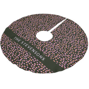 抽象芸術ブラックピンクとオレンジ色のドットパーソナライズされた ブラッシュドポリエステルツリースカート