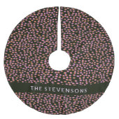 抽象芸術ブラックピンクとオレンジ色のドットパーソナライズされた ブラッシュドポリエステルツリースカート (正面)