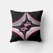 抽象芸術ブラックピンクスパイクフラクタル対称性 クッション (裏面)