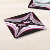 抽象芸術ブラックピンクスパイクフラクタル対称性 ペーパーコースター (アングル)