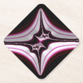 抽象芸術ブラックピンクスパイクフラクタル対称性 ペーパーコースター (正面)