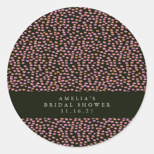抽象芸術ブラックピンクドットグラムカスタムブライダルシャワー ラウンドシール