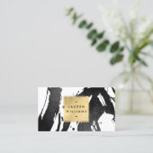 抽象芸術ブラックフェイクブラシストローク 名刺 (スタンド正面)