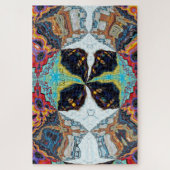 抽象芸術ブラックフラワージグソーパズル ジグソーパズル (縦)