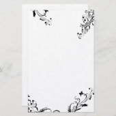 抽象芸術ブラックフローラ張文具 便箋 (正面/裏面)