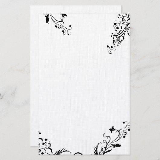 抽象芸術ブラックフローラ張文具 便箋 (正面/裏面)