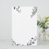 抽象芸術ブラックフローラ張文具 便箋 (スタンド正面)