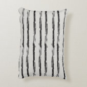 抽象芸術ブラックブラシグランジストライプART アクセントクッション (裏面(縦))