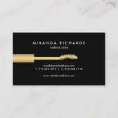 抽象芸術ブラックブラシストロークとマスカラワンド 名刺 (裏面)