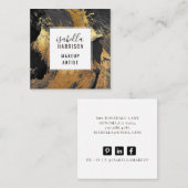 抽象芸術ブラックブラシストローク金ゴールドメイクアップアーティスト スクエア名刺 (正面/裏面)