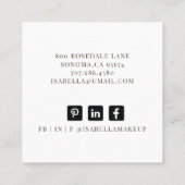 抽象芸術ブラックブラシストローク金ゴールドメイクアップアーティスト スクエア名刺 (裏面)