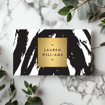 抽象芸術ブラックブラシストローク(金ゴールド名ロゴ付き)