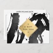 抽象芸術ブラックブラッシュストロフェイクック金ゴールドギフトカード (正面/裏面)