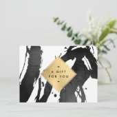 抽象芸術ブラックブラッシュストロフェイクック金ゴールドギフトカード (スタンド正面)