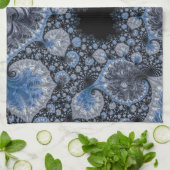 抽象芸術ブラックブルーフラクタル キッチンタオル (折り畳み)