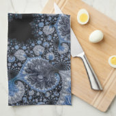 抽象芸術ブラックブルーフラクタル キッチンタオル (四つ折り)