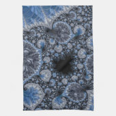 抽象芸術ブラックブルーフラクタル キッチンタオル (縦)