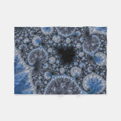 抽象芸術ブラックブルーフラクタル フリースブランケット (正面(横))