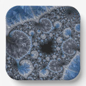 抽象芸術ブラックブルーフラクタル ペーパープレート (正面)