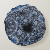抽象芸術ブラックブルーフラクタル ラウンドクッション (裏面)