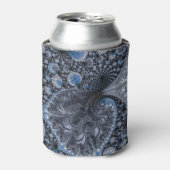 抽象芸術ブラックブルーフラクタル 缶クーラー (缶正面)