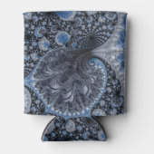 抽象芸術ブラックブルーフラクタル 缶クーラー (正面)