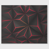抽象芸術ブラックポリゴンレッドライト未来型テクノ ラッピングペーパー (フラット)